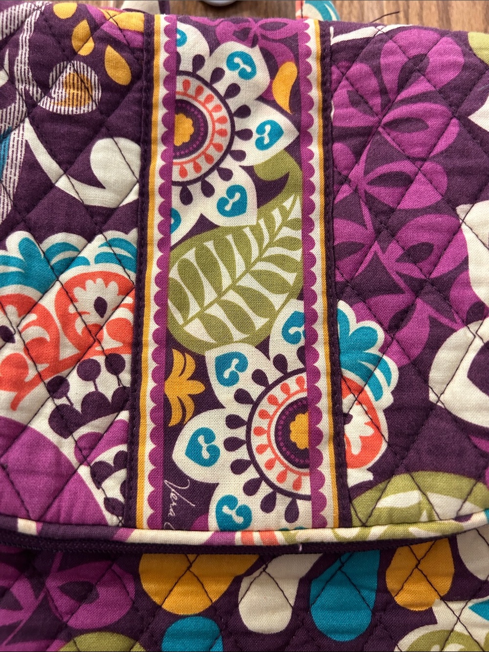 Vera Bradley Multicolor Floral Quilted Backpack with Teal & Yellow Accents image 2